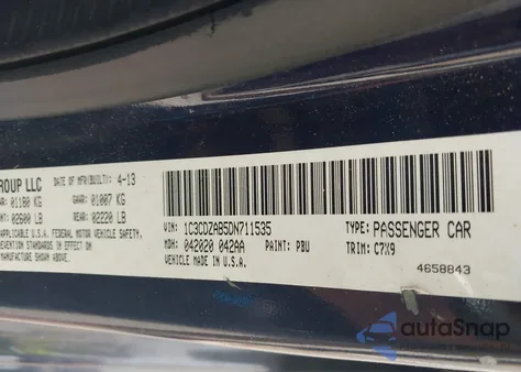 2013 Dodge Avenger Se из США, поврежденный, VIN 1C3CDZAB5DN711535